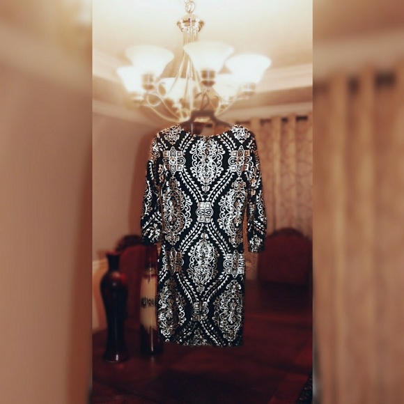 (New) Black/Gold Sequin Embroidery Dress - Picture 3 of 3